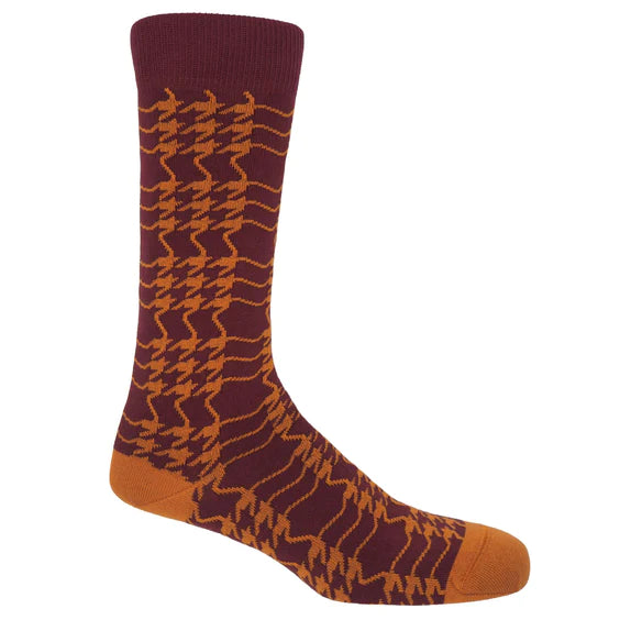 Garnet Houndstooth Men's Socks