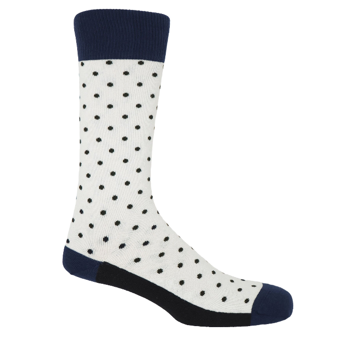 White Pin Polka Men's Socks