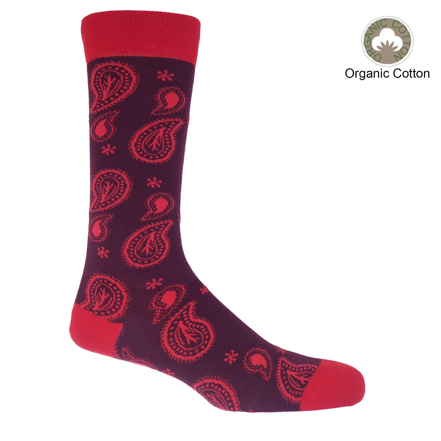 Peper Harow burgundy Paisley men's luxury socks